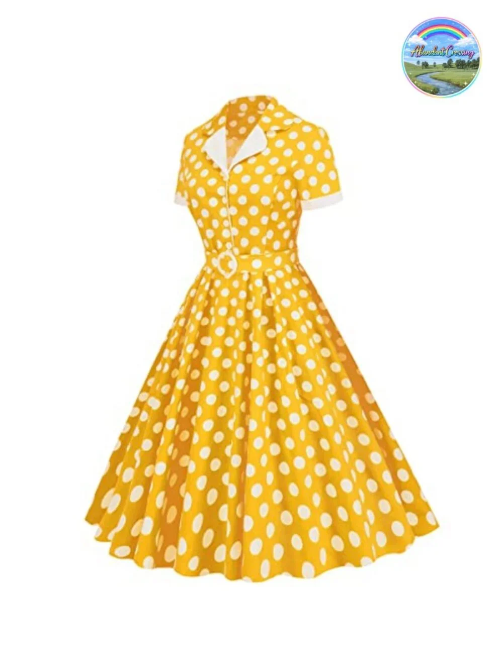 Vintage 1950s Retro Rockabilly Swing Dress Short Sleeve Peter Pan Collar A-Line